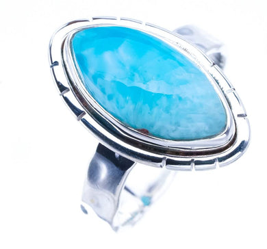 StarGems  Natural Larimar Handmade 925 Sterling Silver Ring 9 F0814