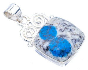 StarGems  Natural K2 Azurite Handmade 925 Sterling Silver Pendant 1.25" F3890