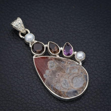 StarGems  Natural Agate Smoky Quartz,River Pearl And Amethyst Handmade 925 Sterling Silver Pendant 2" F4747