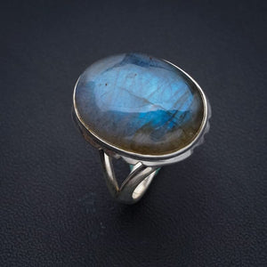 StarGems® Natural Labradorite Handmade 925 Sterling Silver Ring 8.25 F3002