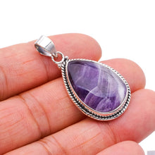 StarGems  Natural Chevron Amethyst Handmade 925 Sterling Silver Pendant 1.5" F4067