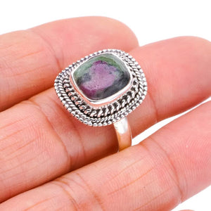 StarGems  Natural Ruby Zoisite Handmade 925 Sterling Silver Ring 9.75 F1305