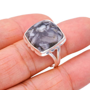 StarGems® Natural Septarian Geode Handmade 925 Sterling Silver Ring 8.5 F3241