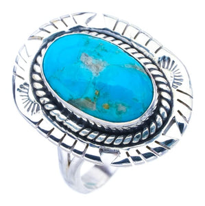 StarGems  Natural Turquoise Pigeon Wings Handmade 925 Sterling Silver Ring 9.5 F0448