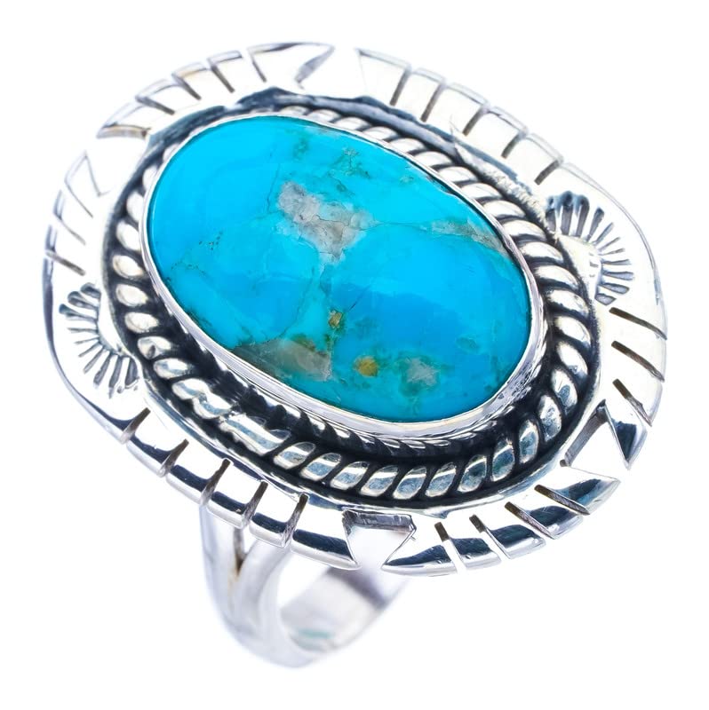 StarGems  Natural Turquoise Pigeon Wings Handmade 925 Sterling Silver Ring 9.5 F0448