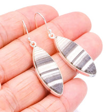 StarGems  Natural Zebra Calcite Handmade 925 Sterling Silver Earrings 2" F5540