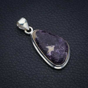 StarGems  Natural Purple Lepidolite Handmade 925 Sterling Silver Pendant 1.75" F4048