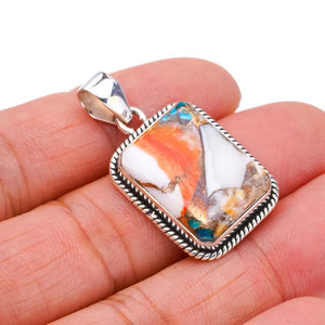 StarGems® Natural Copper Chalcedony Handmade 925 Sterling Silver Pendant 1.5" F3776