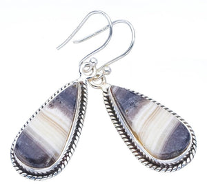 StarGems  Natural Zebra Calcite Handmade 925 Sterling Silver Earrings 1.75" F5512