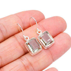 StarGems  Natural Green Amethyst Handmade 925 Sterling Silver Earrings 1.25" F5816