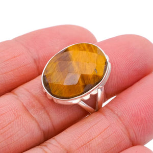 StarGems® Natural Tiger Eye Handmade 925 Sterling Silver Ring 7.25 F1117