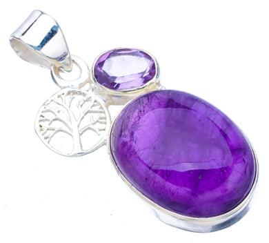 StarGems  Natural Amethyst Tree Handmade 925 Sterling Silver Pendant 1.5