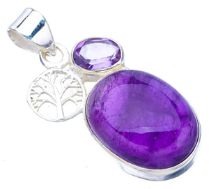 StarGems  Natural Amethyst Tree Handmade 925 Sterling Silver Pendant 1.5" F5314