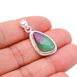 StarGems® Natural Ruby Zoisite Handmade 925 Sterling Silver Pendant 1.25" F4647