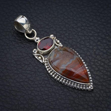 StarGems  Natural Crazy Lace Agate Garnet Handmade 925 Sterling Silver Pendant 2" F4432