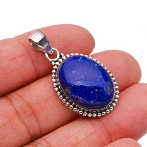 StarGems  Natural Lapis Lazuli Handmade 925 Sterling Silver Pendant 1.5" F5367