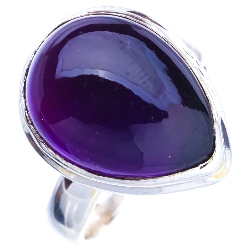 StarGems® Natural Amethyst Handmade 925 Sterling Silver Ring 6 E9177