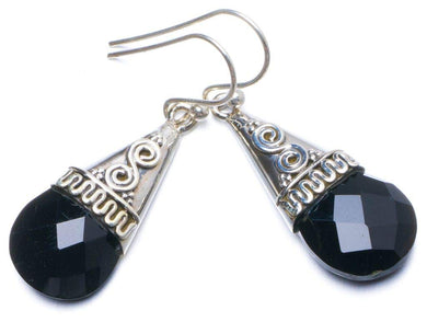 StarGems® Natural Black Onyx Handmade Unique 925 Sterling Silver Earrings 1.5