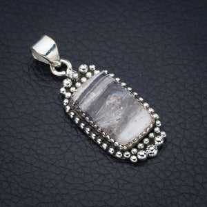 StarGems  Natural Zebra Calcite Handmade 925 Sterling Silver Pendant 1.75" F4579