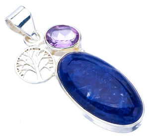 StarGems  Natural Sodalite Amethyst TreeHandmade 925 Sterling Silver Pendant 1.75" F4987