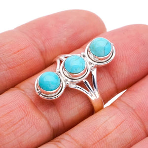 StarGems  Natural Turquoise Handmade 925 Sterling Silver Ring 7.75 F0435