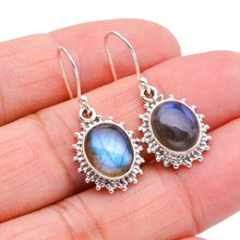 StarGems  Natural Labradorite Handmade 925 Sterling Silver Earrings 1.25" F5787