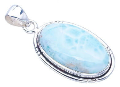 StarGems  Natural Larimar Handmade 925 Sterling Silver Pendant 1.5