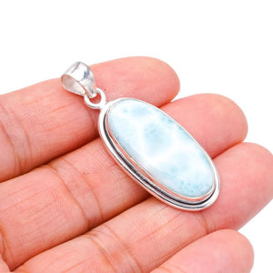 StarGems  Natural Larimar Handmade 925 Sterling Silver Pendant 1.75" F3495