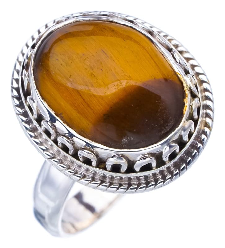 StarGems® Natural Tiger Eye Handmade 925 Sterling Silver Ring 7.75 F1125