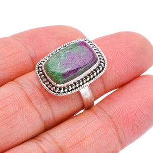 StarGems  Natural Ruby Zoisite Handmade 925 Sterling Silver Ring 7.25 F1607