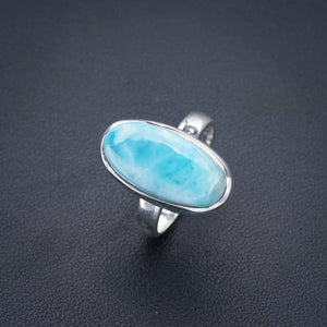 StarGems  Natural Larimar Handmade 925 Sterling Silver Ring 6 F0260