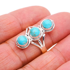 StarGems® Natural Turquoise Handmade 925 Sterling Silver Ring 6.75 F0441