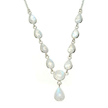 StarGems  Natural Rainbow Moonstone Handmade Unique 925 Sterling Silver Necklace 17+1.25" A3192