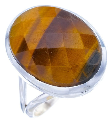 StarGems® Natural Tiger Eye Handmade 925 Sterling Silver Ring 10 F1104