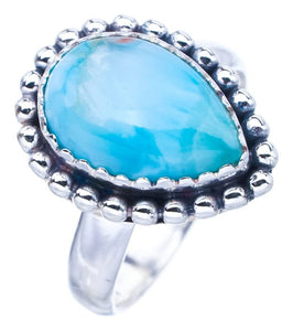 StarGems® Natural Larimar Handmade 925 Sterling Silver Ring 6 F1496