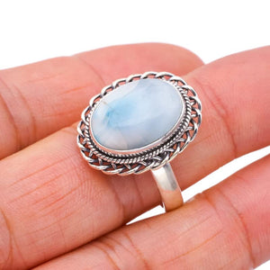 StarGems® Natural Larimar Handmade 925 Sterling Silver Ring 11.5 F3099