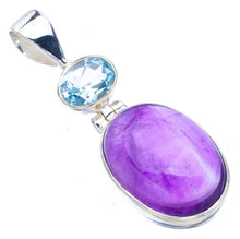 StarGems  Natural Amethyst Blue Topaz Handmade 925 Sterling Silver Pendant 1.5" F5303