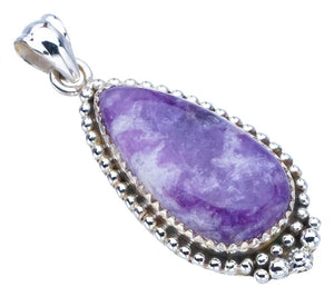 StarGems  Natural Purple Lepidolite Handmade 925 Sterling Silver Pendant 1.75" F4047