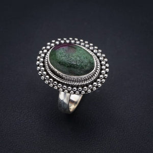 StarGems® Natural Ruby Zoisite Handmade 925 Sterling Silver Ring 6.25 F1650