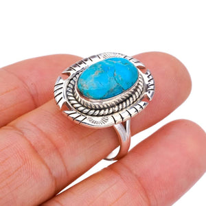 StarGems® Natural Turquoise Pigeon Handmade 925 Sterling Silver Ring 9 F2344