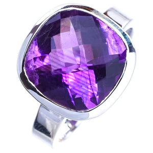 StarGems  Natural Amethyst Handmade 925 Sterling Silver Ring 6.5 E9179