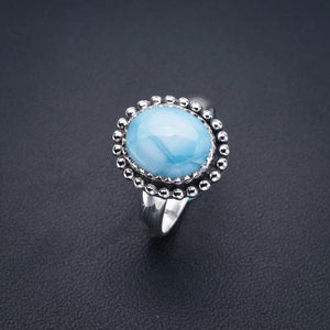 StarGems® Natural Larimar Handmade 925 Sterling Silver Ring 7.75 F0263