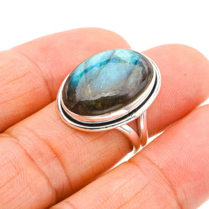 StarGems® Natural Labradorite Handmade 925 Sterling Silver Ring 5 F0102