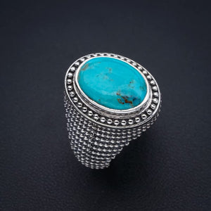 StarGems  Natural Turquoise Handmade 925 Sterling Silver Ring 7.25 F0313