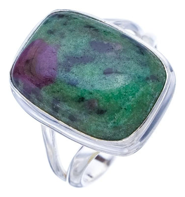 StarGems  Natural Ruby Zoisite Handmade 925 Sterling Silver Ring 8.75 F1341