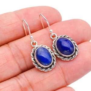 StarGems® Natural Lapis Lazuli Handmade 925 Sterling Silver Earrings 1.25" F5650