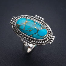 StarGems  Natural Copper Turquoise Handmade 925 Sterling Silver Ring 8.75 E9403