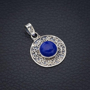 StarGems  Natural Lapis Lazuli Handmade 925 Sterling Silver Pendant 1.25" F5384