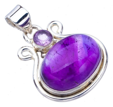 StarGems  Natural Amethyst Handmade 925 Sterling Silver Pendant 1.25