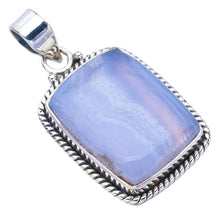 StarGems® Natural Blue Lace Agate Handmade 925 Sterling Silver Pendant 1.5" F4940